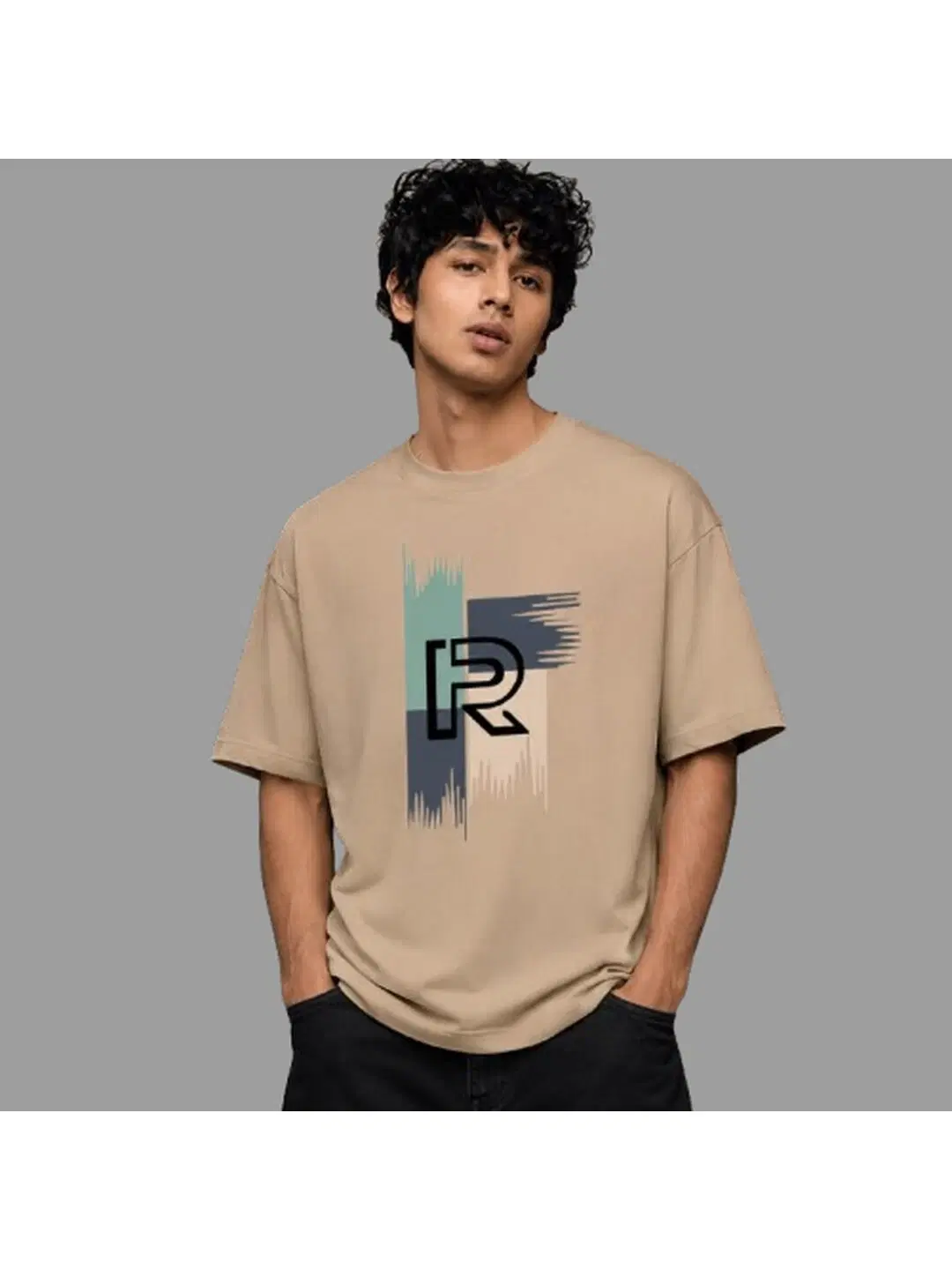 Letter Printed Round Neck Oversize Pre-customized Tshirt for Men