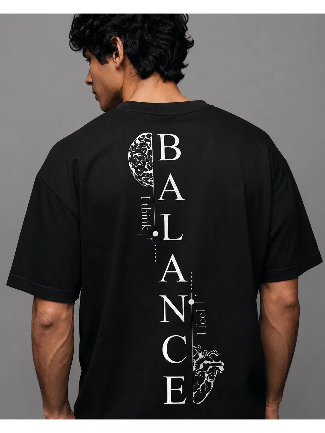 Balance Printed Round Neck Oversize Pre-customized Tshirt for Men