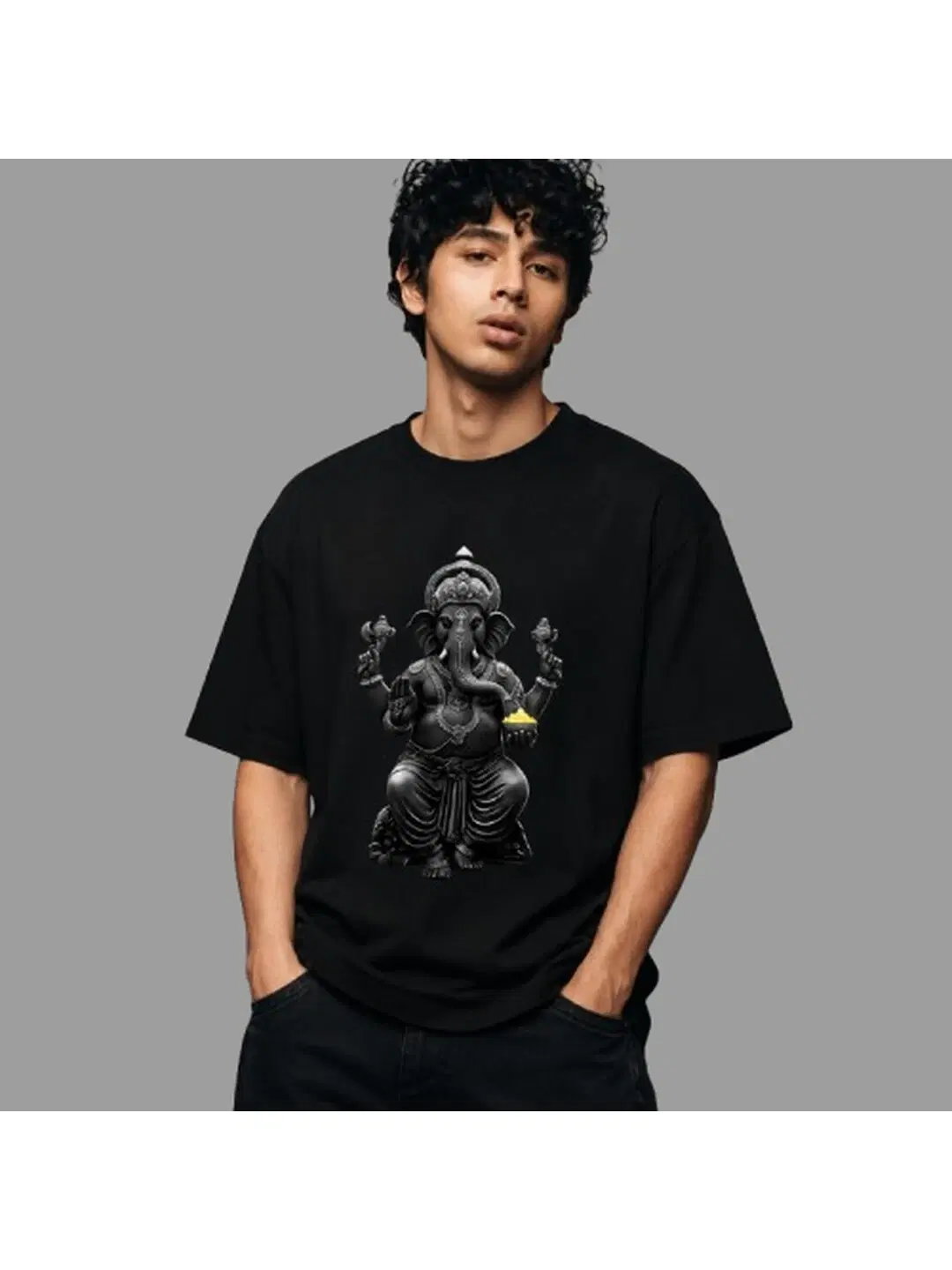 Ganapati Printed Round Neck Regular Pre-customized Tshirt for Men