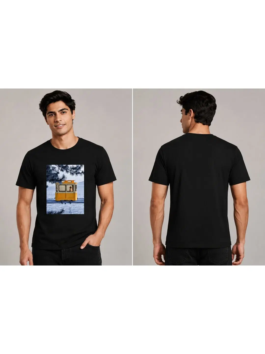 Seoul Tram Printed Round Neck Regular Pre-customized Tshirt for Men