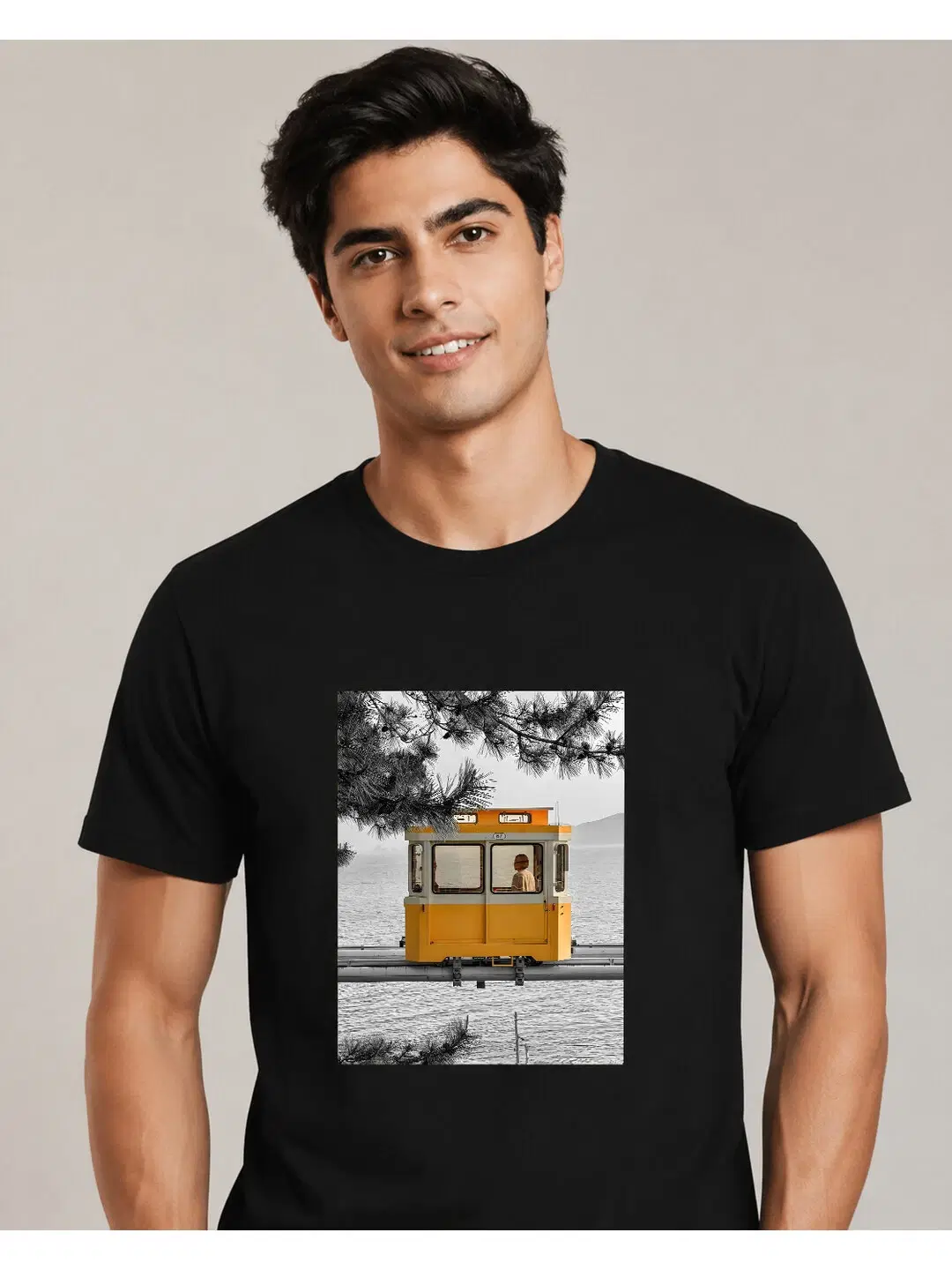 Seoul Tram Printed Round Neck Regular Pre-customized Tshirt for Men