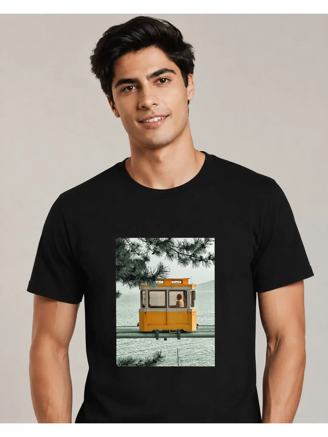 Seoul Tram Printed Round Neck Regular Pre-customized Tshirt for Men