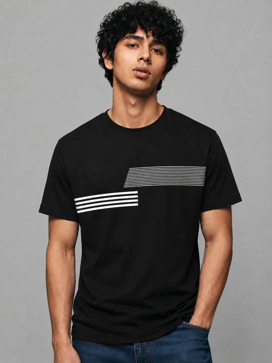 Horizontal opposites Printed Round Neck Regular Pre-customized Tshirt for Men