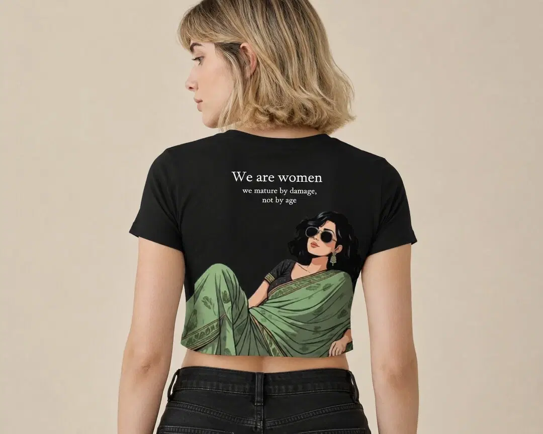 Desi Z Printed Round Neck Crop Pre-customized Tshirt for Women