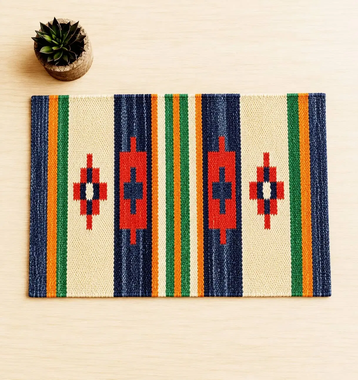 Craftinence Handwoven Geometric Cotton Tablemat- Air | Set of 4