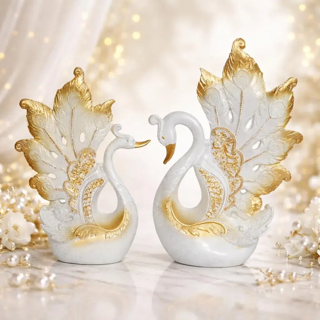 Golden Swan Pair Showpiece