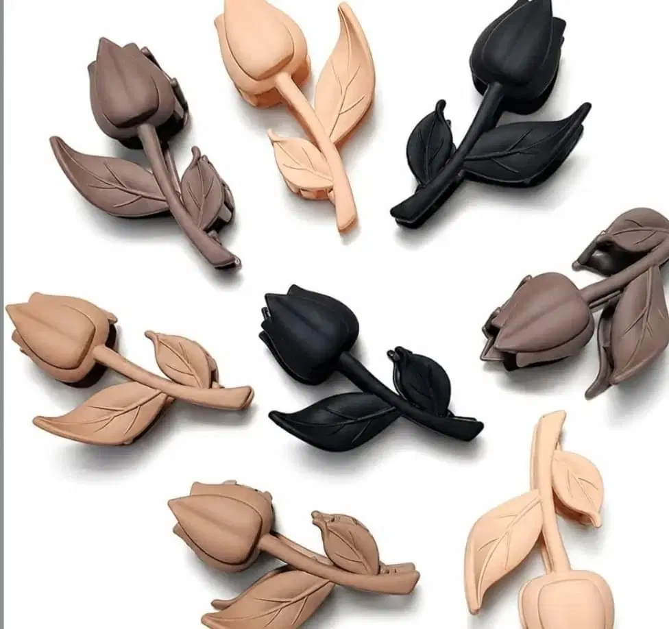 Tulip Hair Claw Clips for Women & Girls (Pack of 4) | Medium (7cm) Matte Floral Clutcher Set | Strong Hold Non-Slip Hair Accessories for Thick & Thin Hair | Multicolor