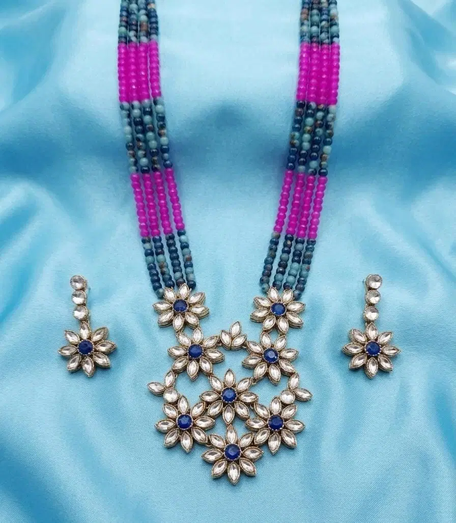 AEJS:13 Pink & Sky Blue Necklace Set