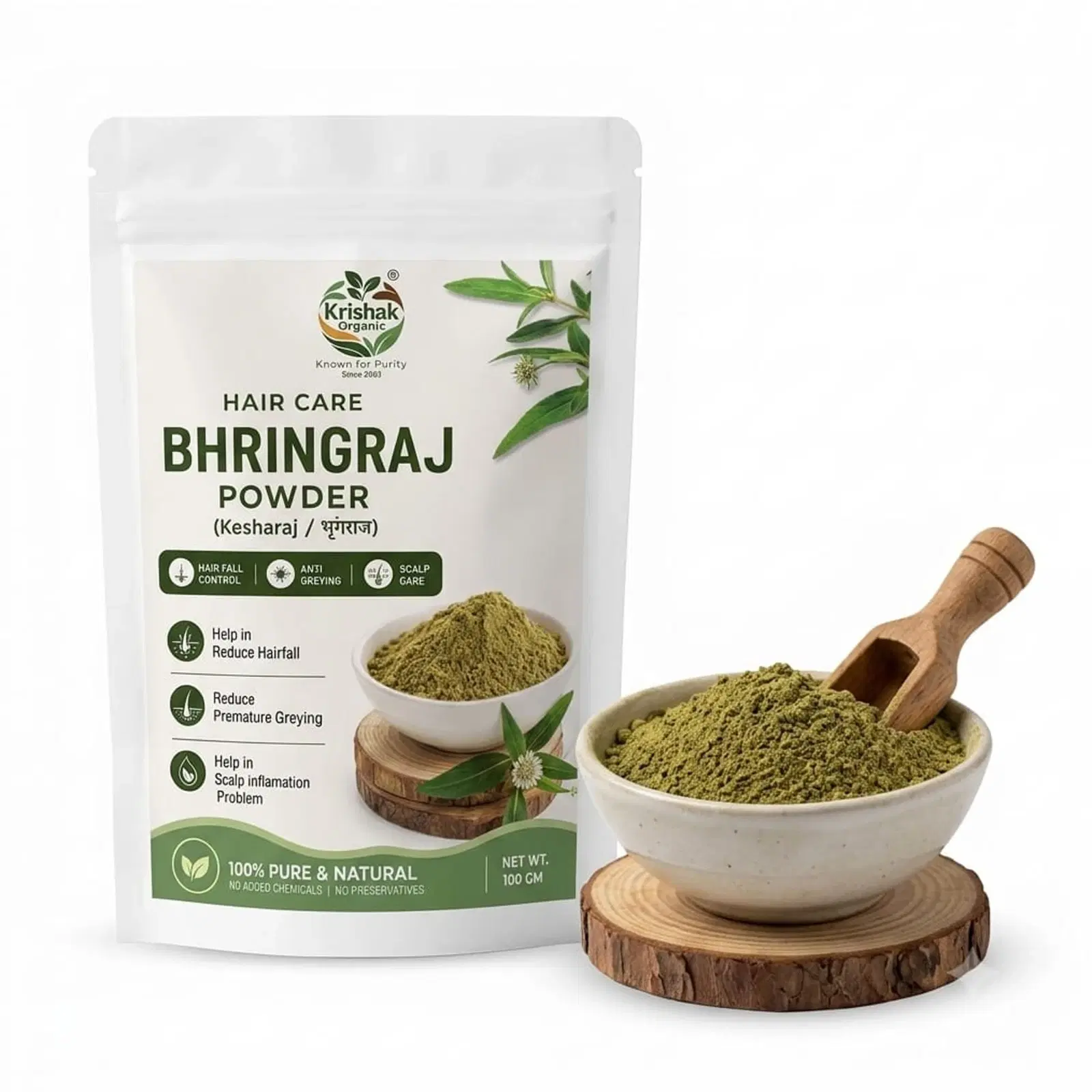 Krishak Organic Bhringraj Powder Pack of 2