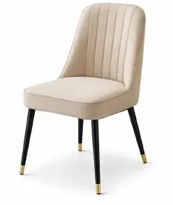 Vintage Upholstered Accent Chair With Black Metal Legs