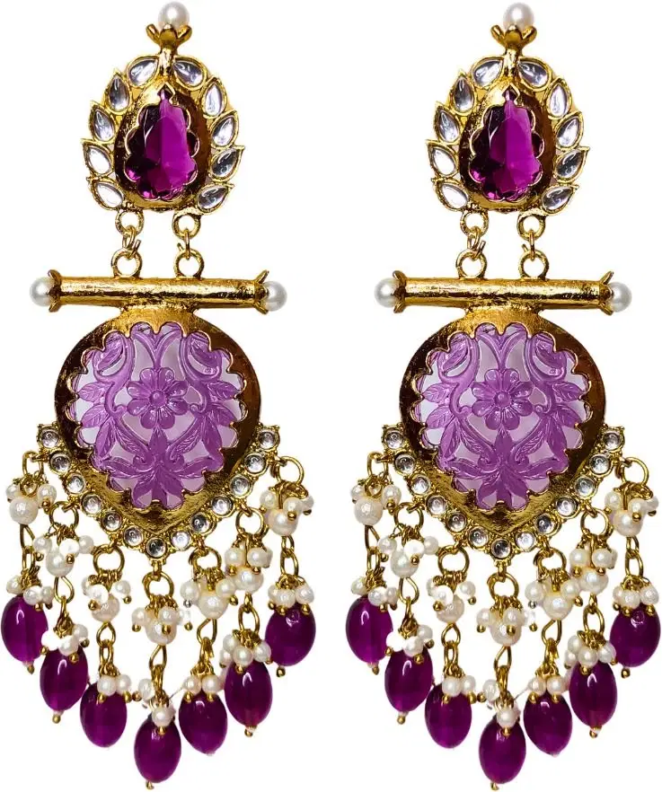 Tahaniya Handcrafted Kundan Pearl Drop Earrings Chandbali Earring