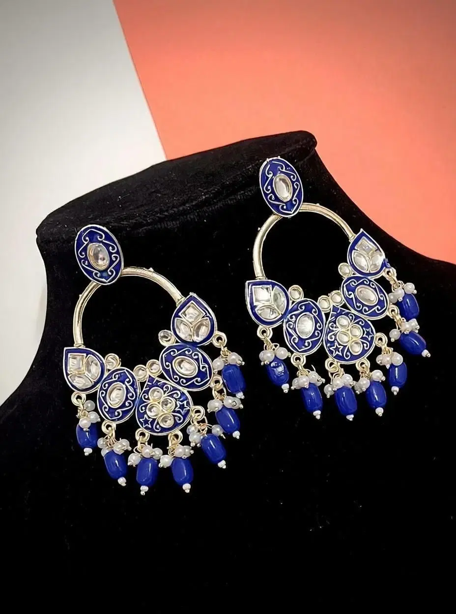 Tahaniya Paan Meena-Blue, Stylish Most Trendy Earrings For Girls & Women Drops & Danglers