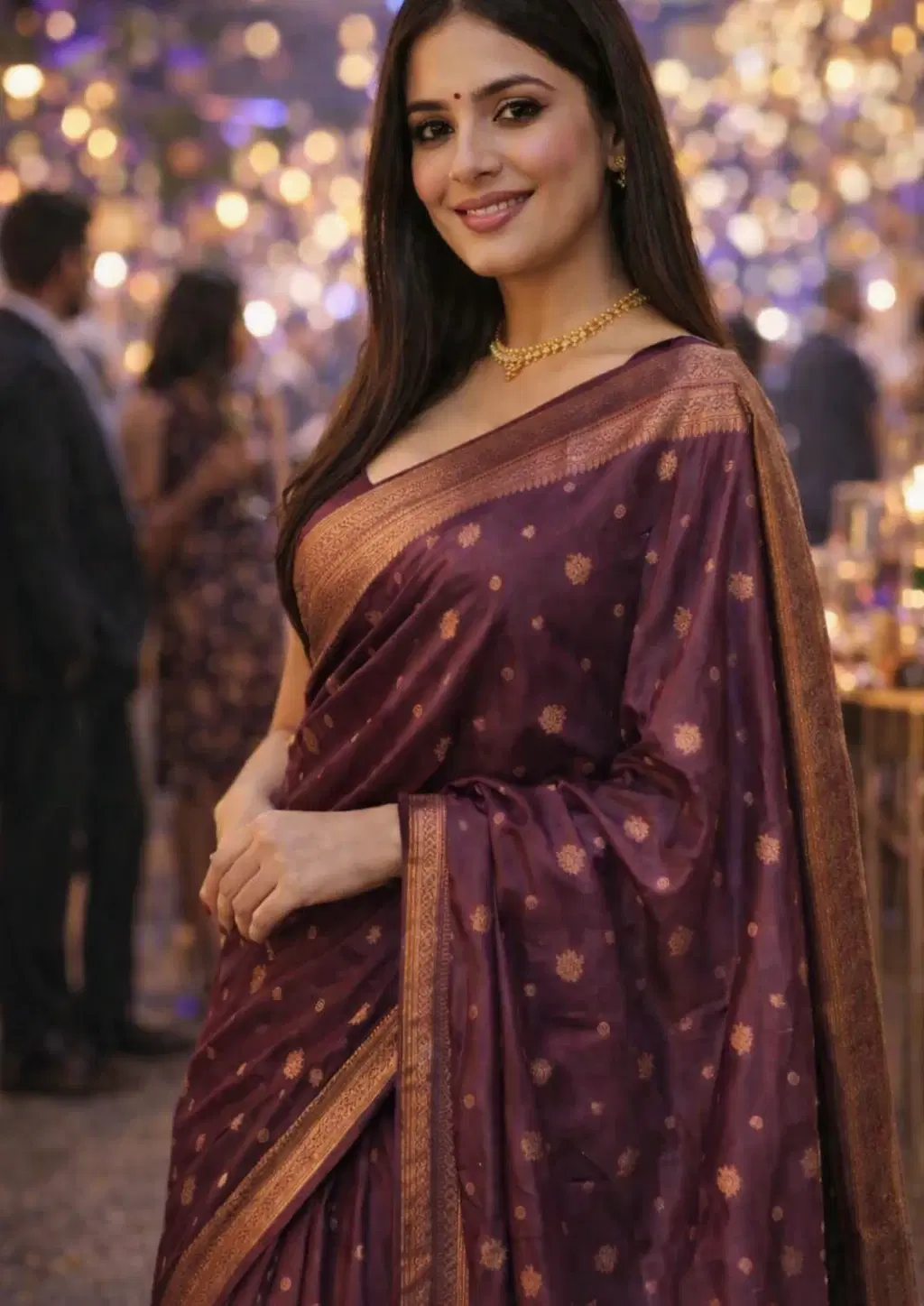 Women's Purple Silk Saree with Zari Woven Border