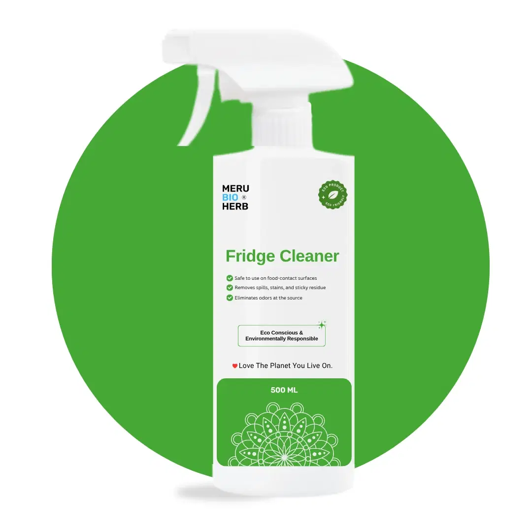Meru Bio Herb Fridge Cleaner 500 ml spray bottle with white trigger and green label