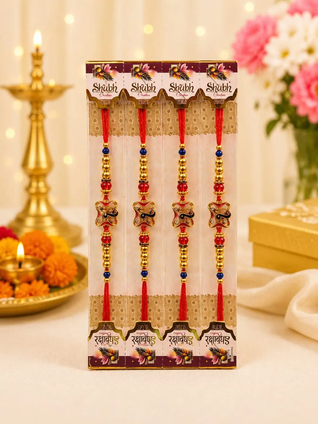 Butterfly Charm Beaded Rakhi Bracelet Set