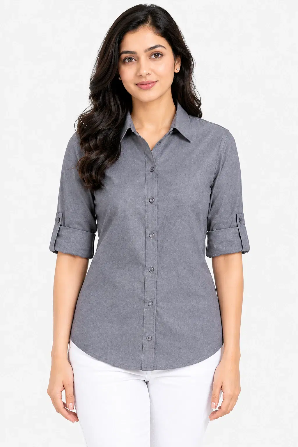 Women Shirts - Tencel Lycra Fabric - Steel Grey
