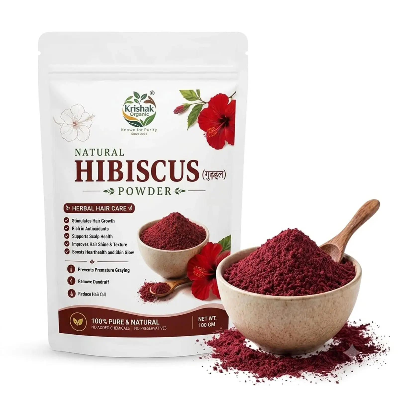 Krishak Organic Hibiscus Powder Pack of 2