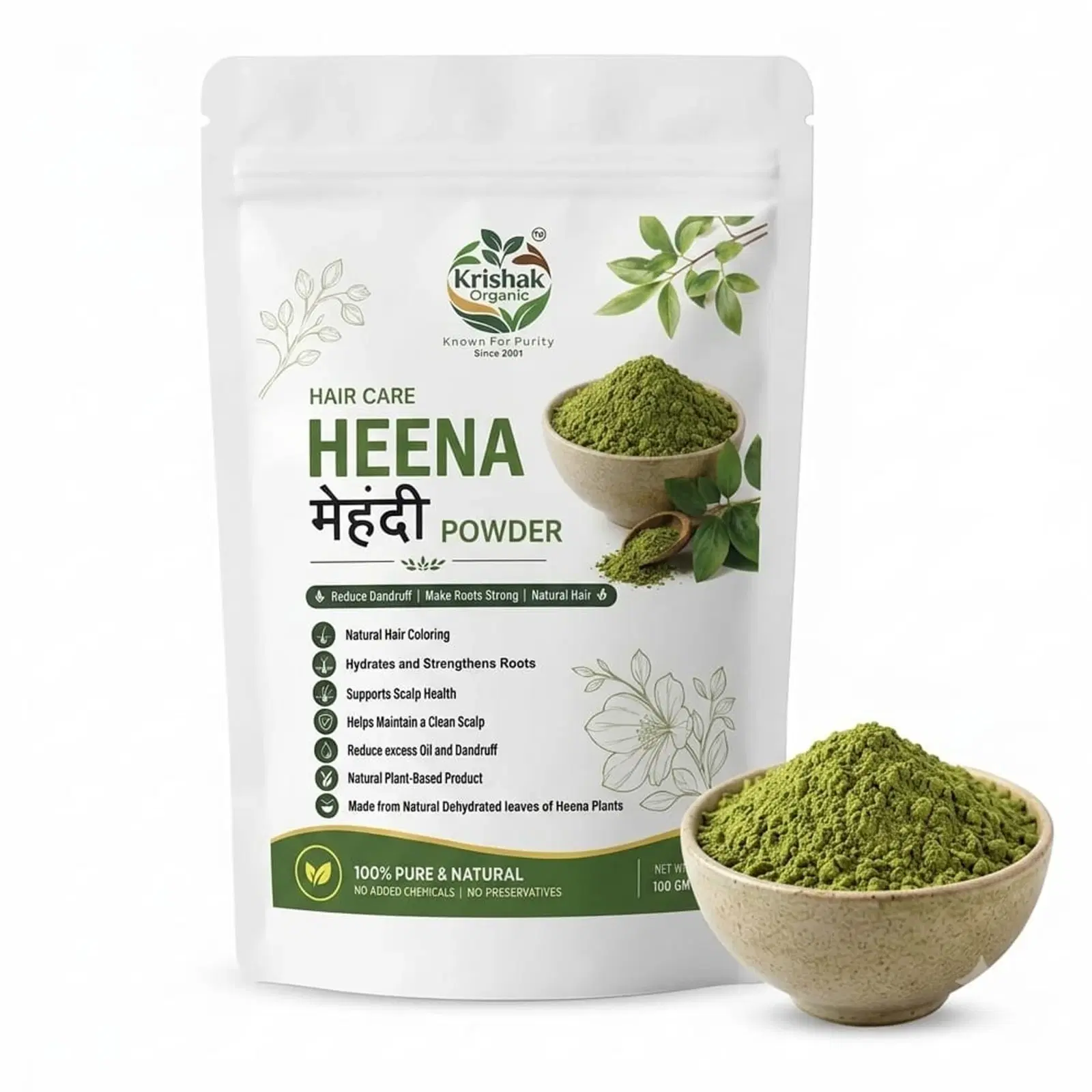Krishak Organic Henna Powder Pack of 2