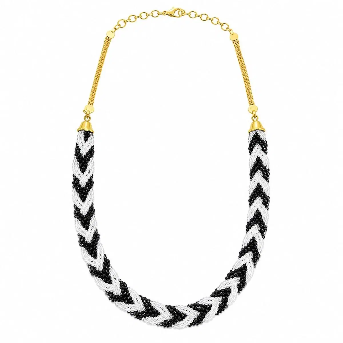 Hydro Crystal Braided Choker Necklace, White&Black, 1 Qty