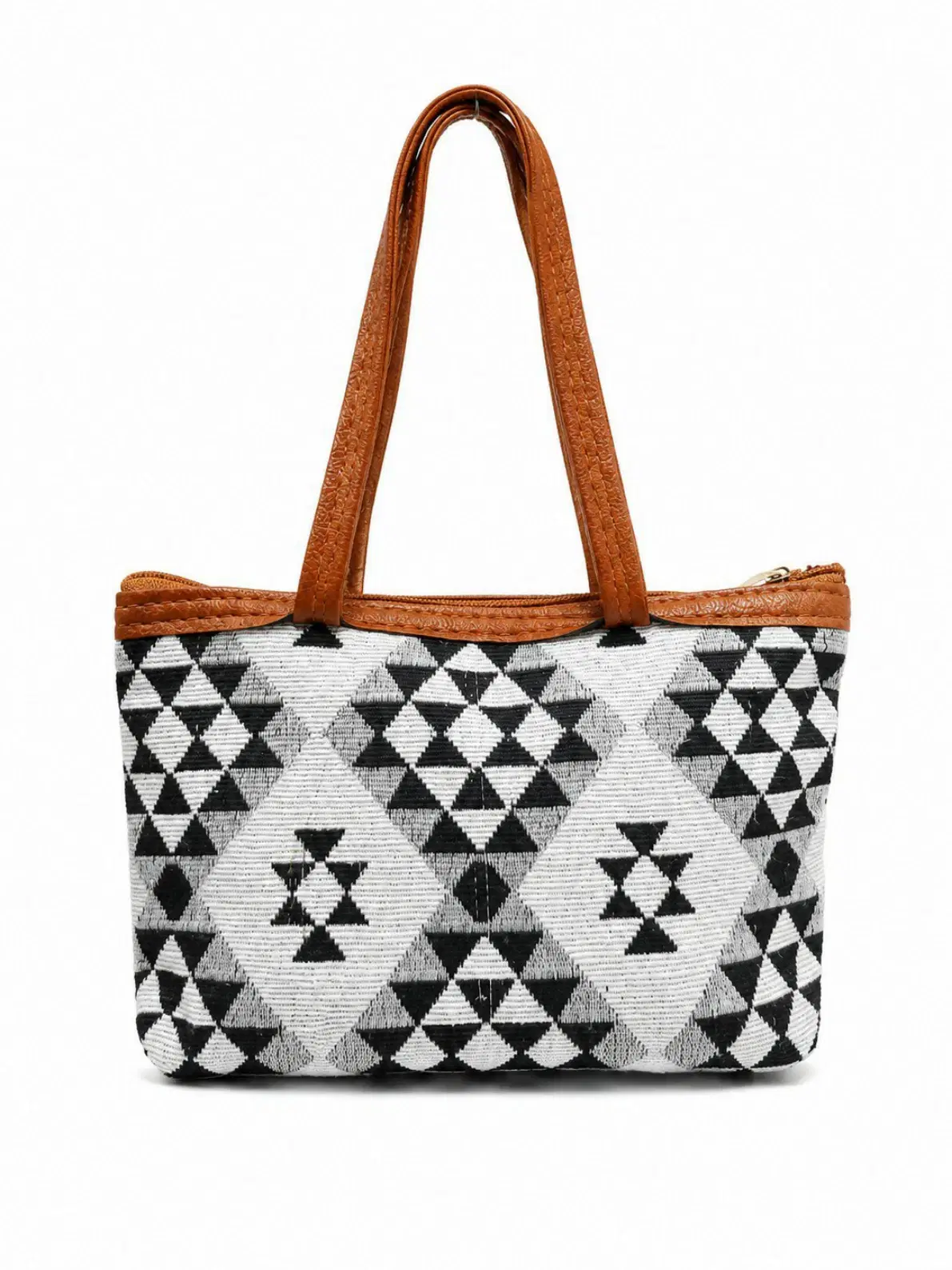 Black & White Diamond Jacquard Handbag