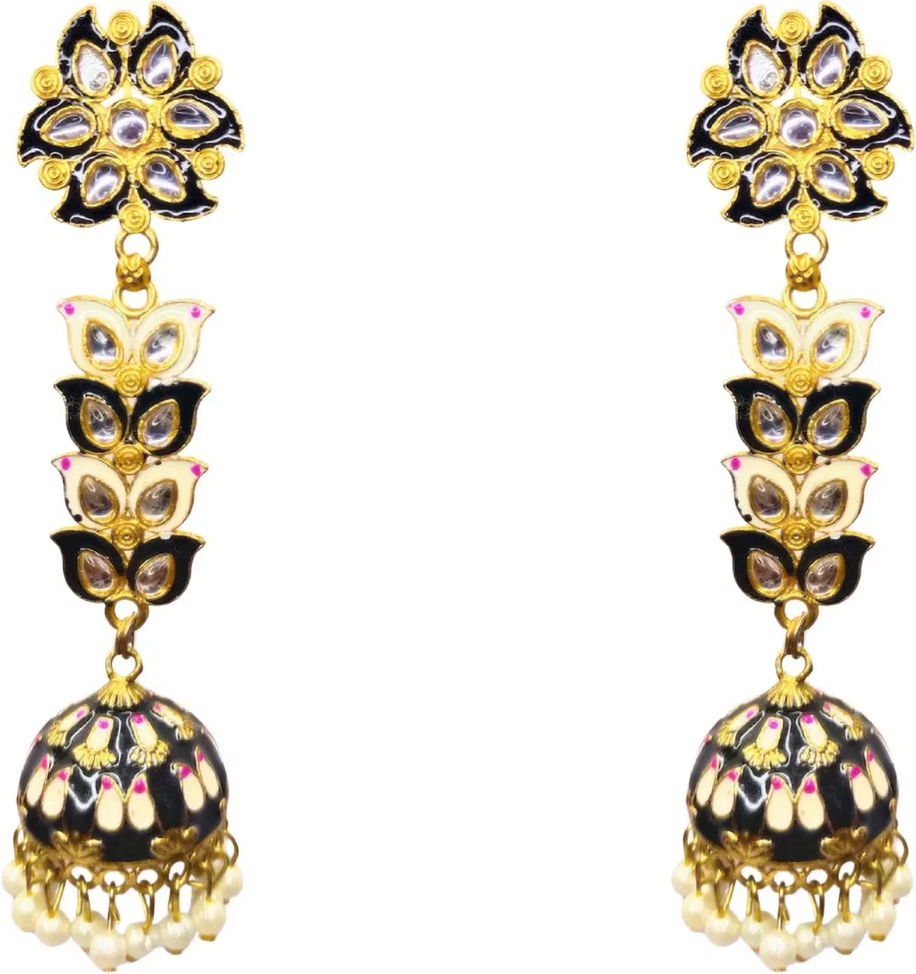Tahaniya Pushpa Lata Floral Cascade Pearl Jhumkas Jhumki Earring and Drops & Danglers