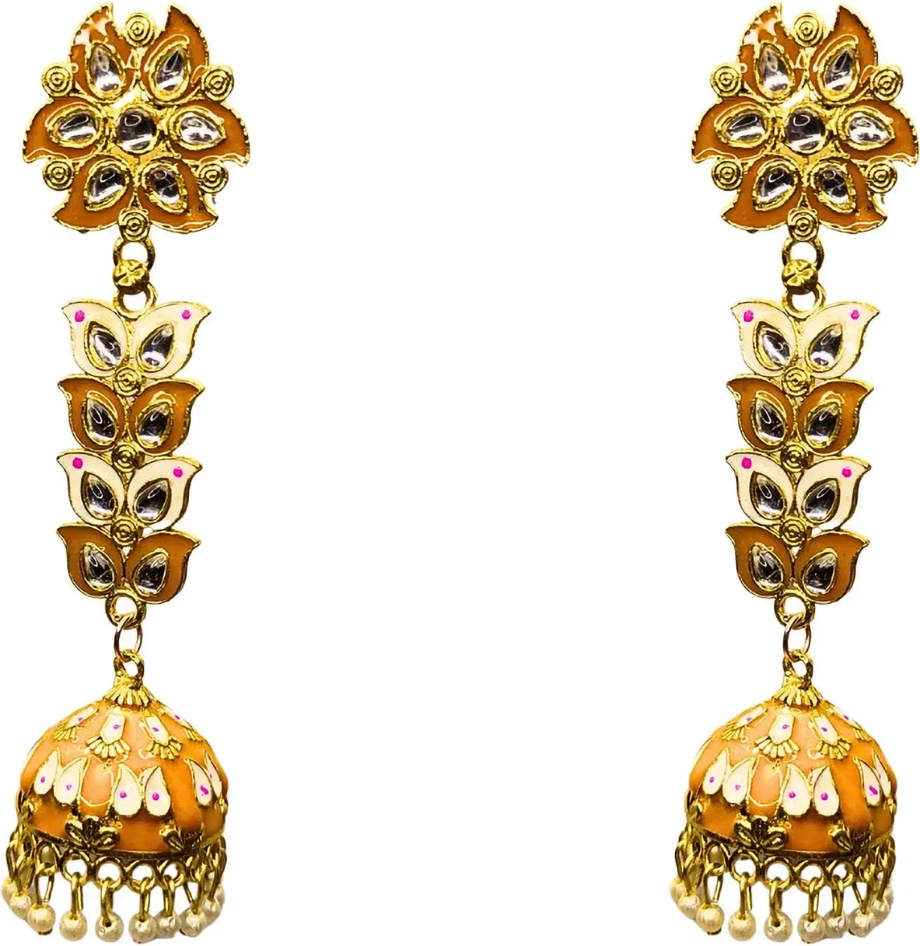 Tahaniya Pushpa Lata Floral Cascade Pearl Jhumkas Jhumki Earring and Drops & Danglers