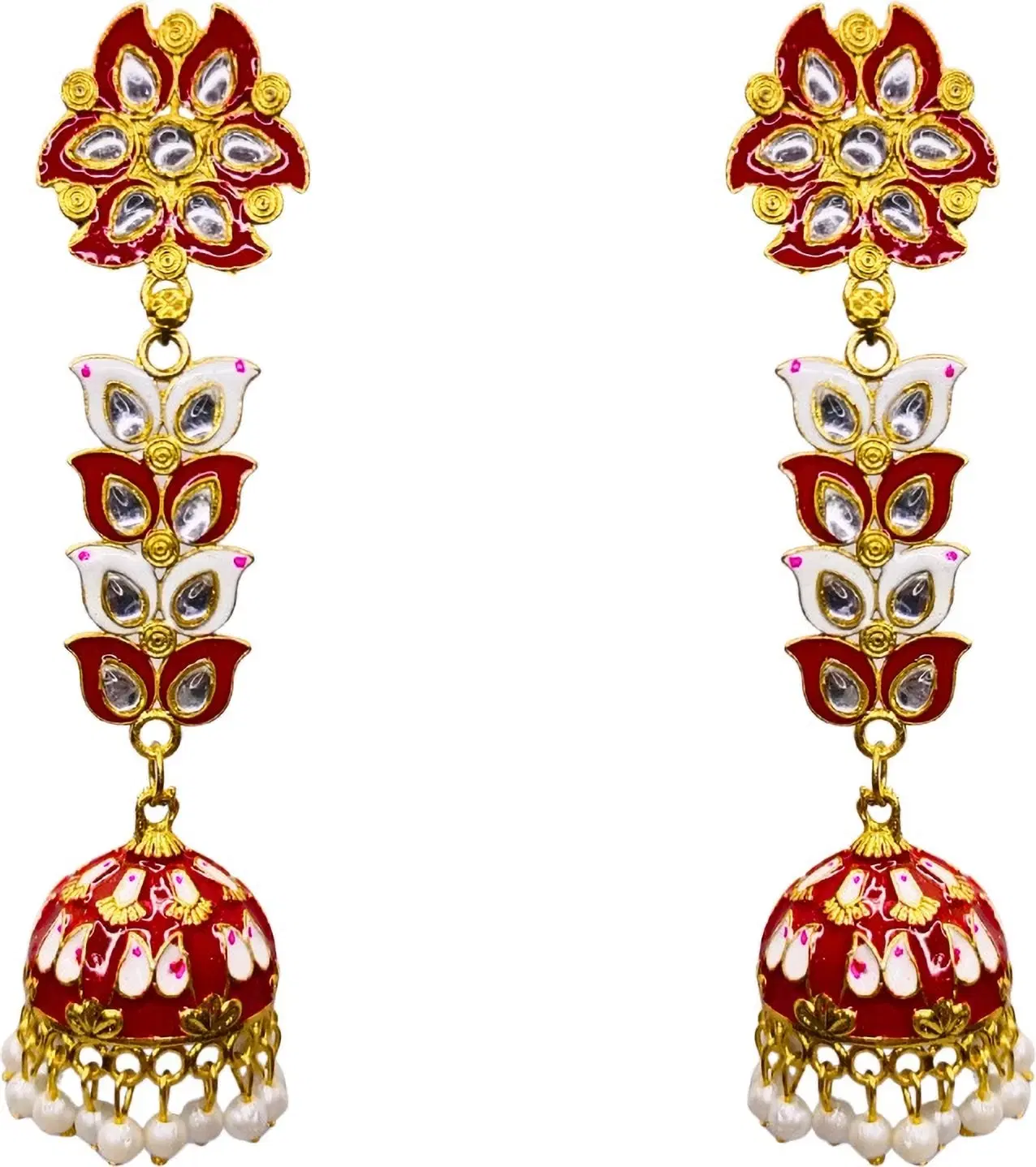 Tahaniya Pushpa Lata Floral Cascade Pearl Jhumkas Jhumki Earring and Drops & Danglers