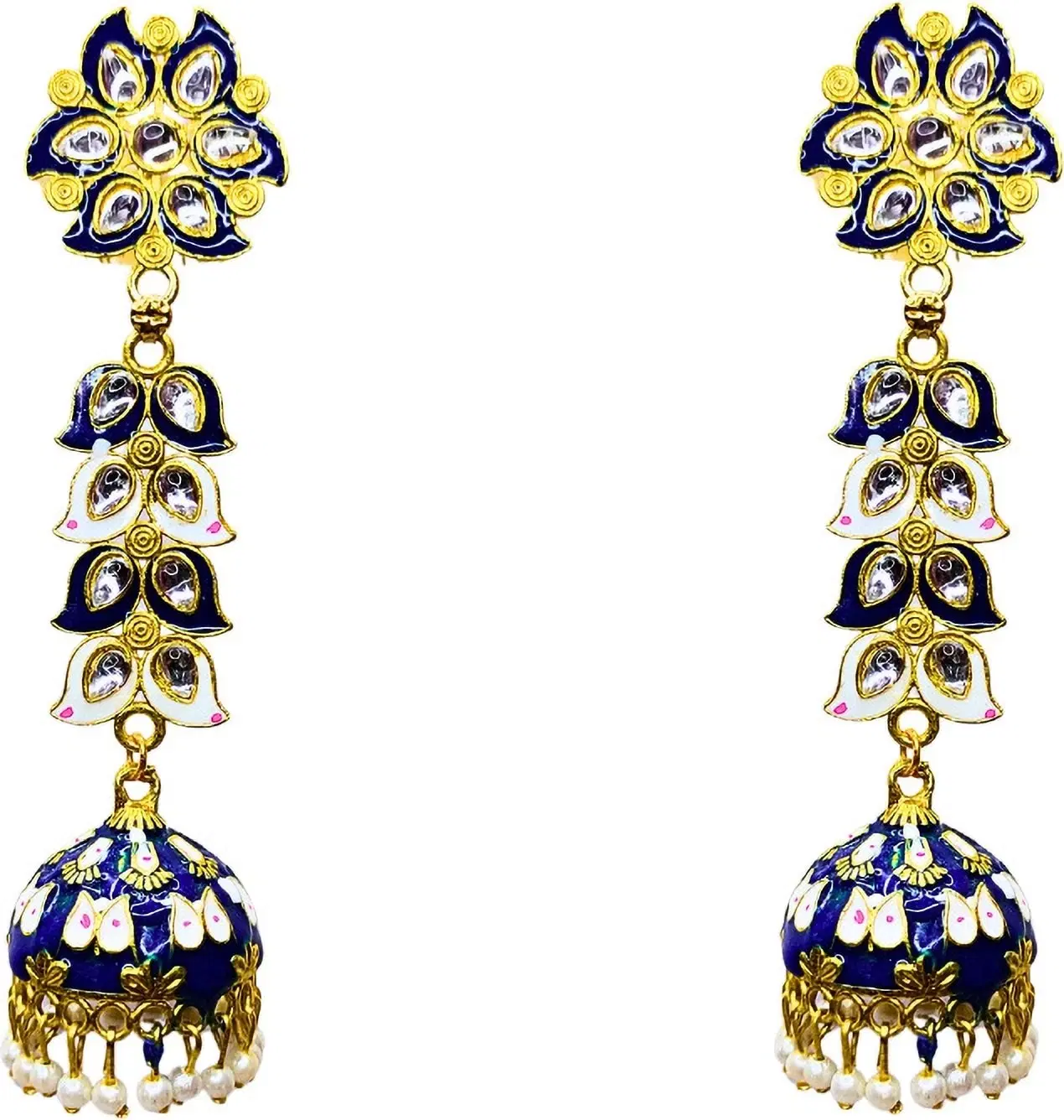 Tahaniya Pushpa Lata Floral Cascade Pearl Jhumkas Jhumki Earring and Drops & Danglers