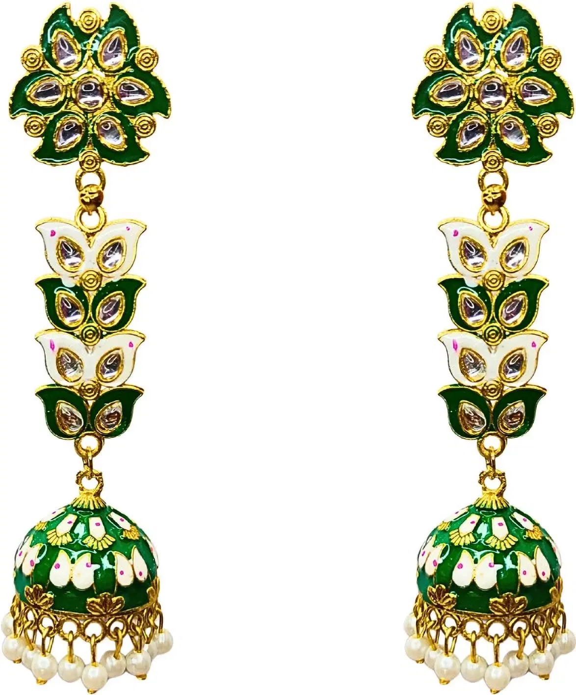 Tahaniya Pushpa Lata Floral Cascade Pearl Jhumkas Jhumki Earring and Drops & Danglers