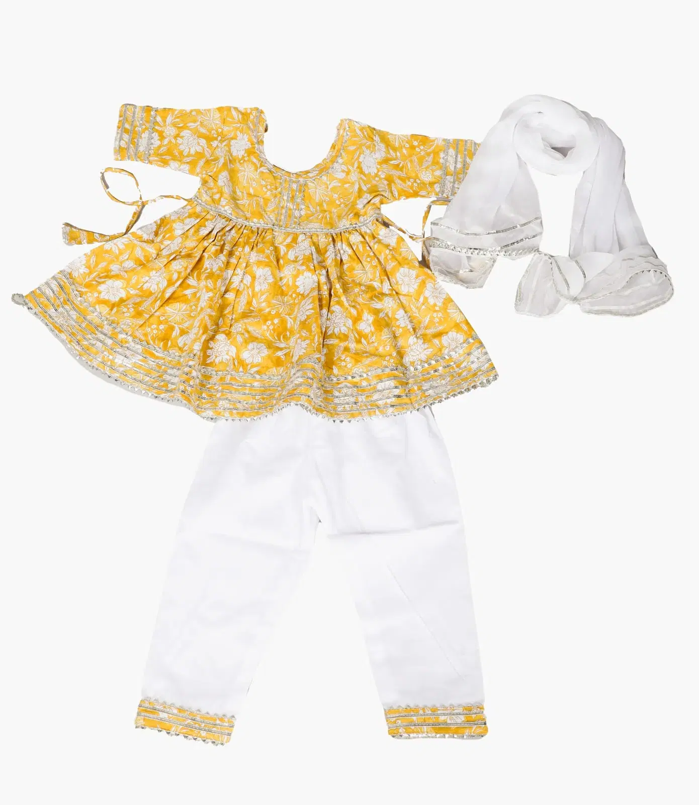 Boys Yellow Printed Kurta Dhoti Set
