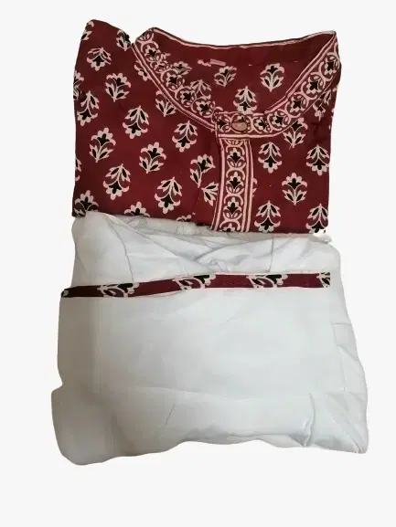 Boys Maroon Printed Kurta Dhoti Set
