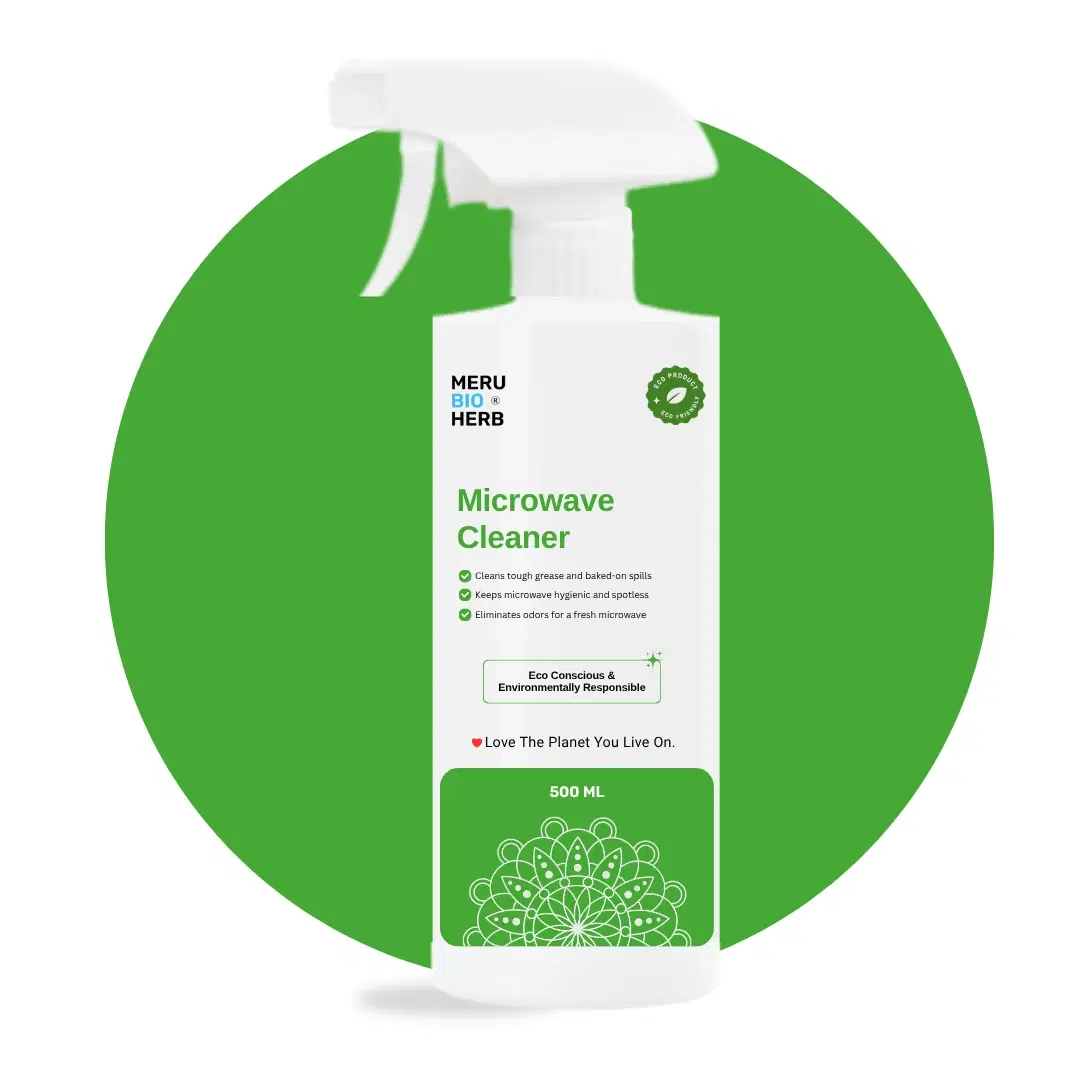 Meru Bio Herb Microwave Cleaner 500 ml spray bottle with white trigger and green label