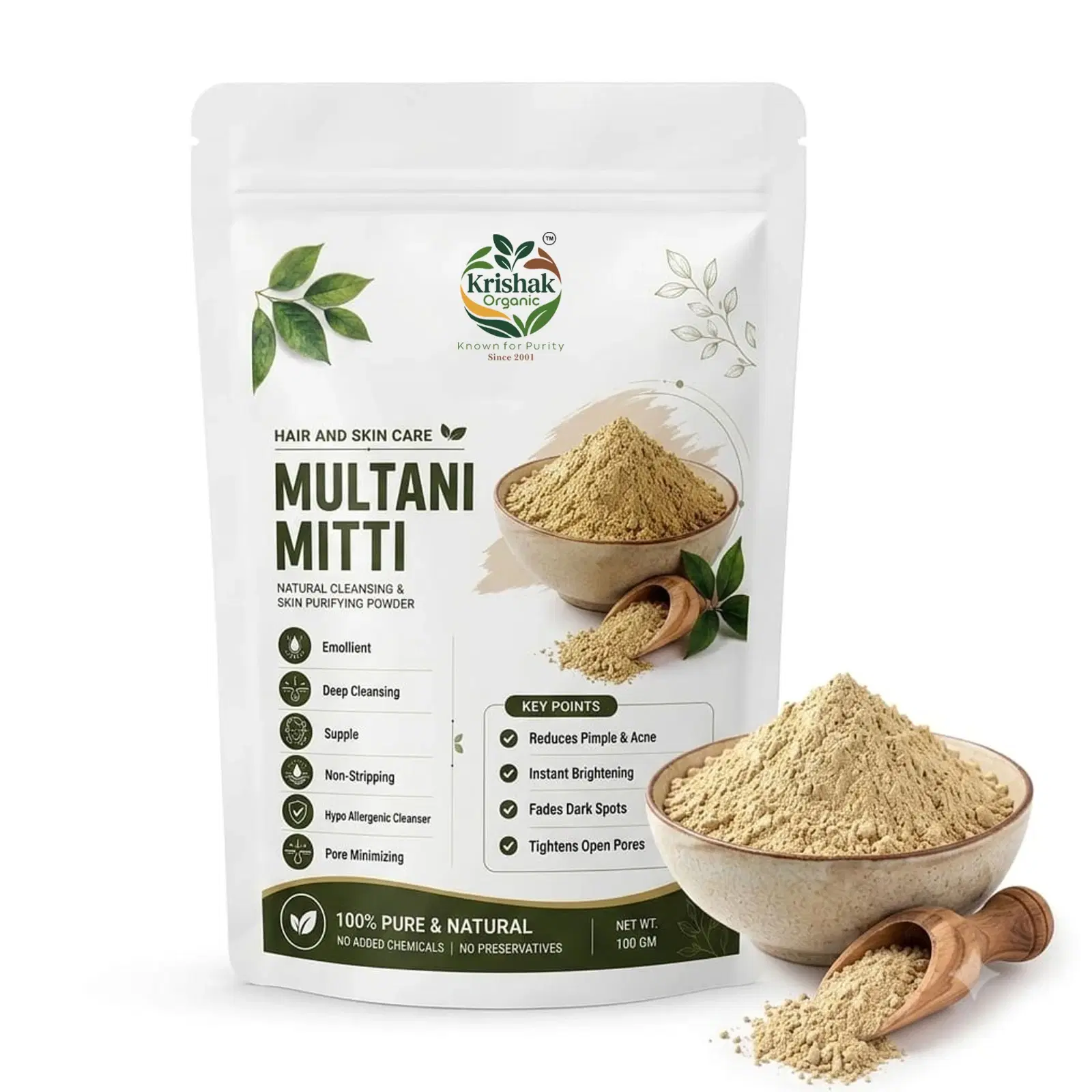 Krishak Organic Multani Mitti Powder Pack of 2