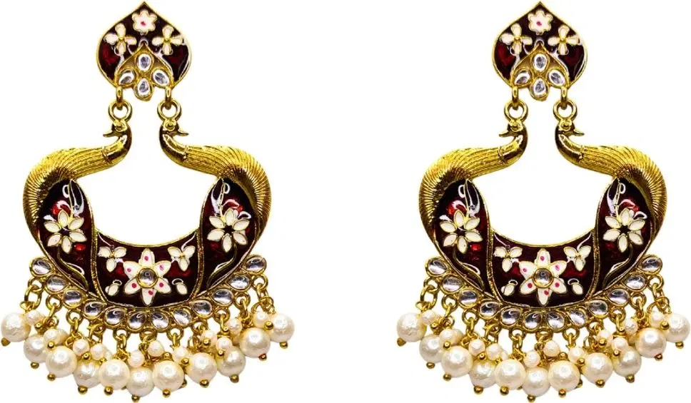 Tahaniya Mayurika Mohor Peacock Pearl Cascade Earrings Chandbali Earring