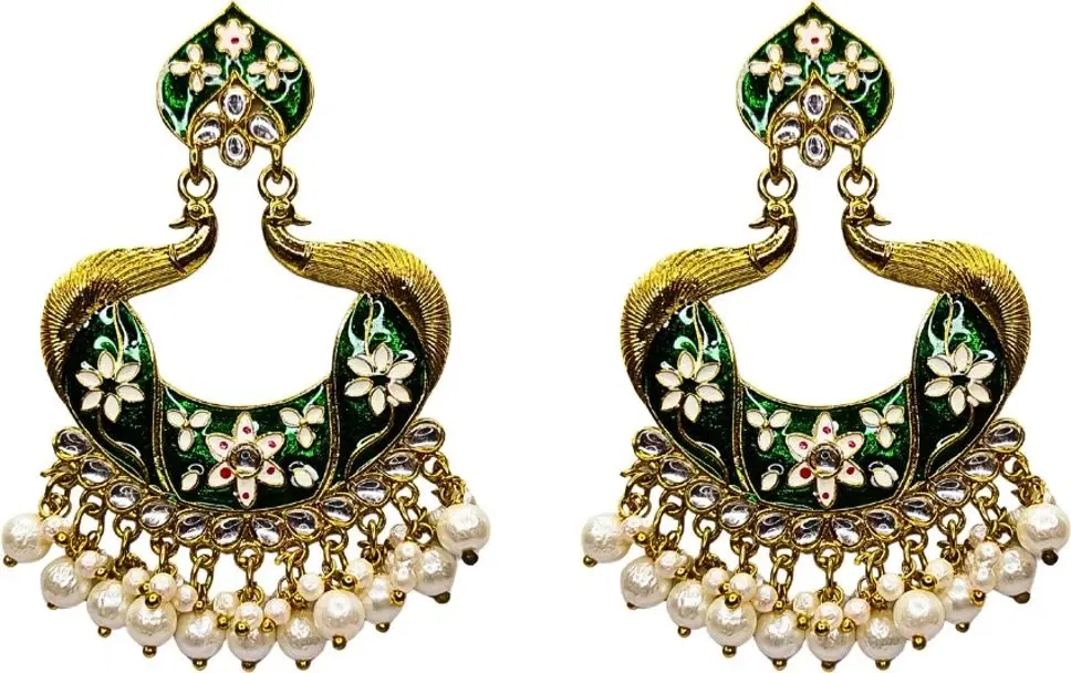 Tahaniya Mayurika Mohor Peacock Pearl Cascade Earrings Chandbali Earring