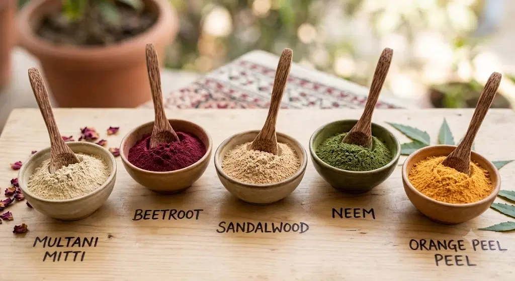 Divine Ethnics Multani Sandal Neem Orange Beetroot Face Pack Powder