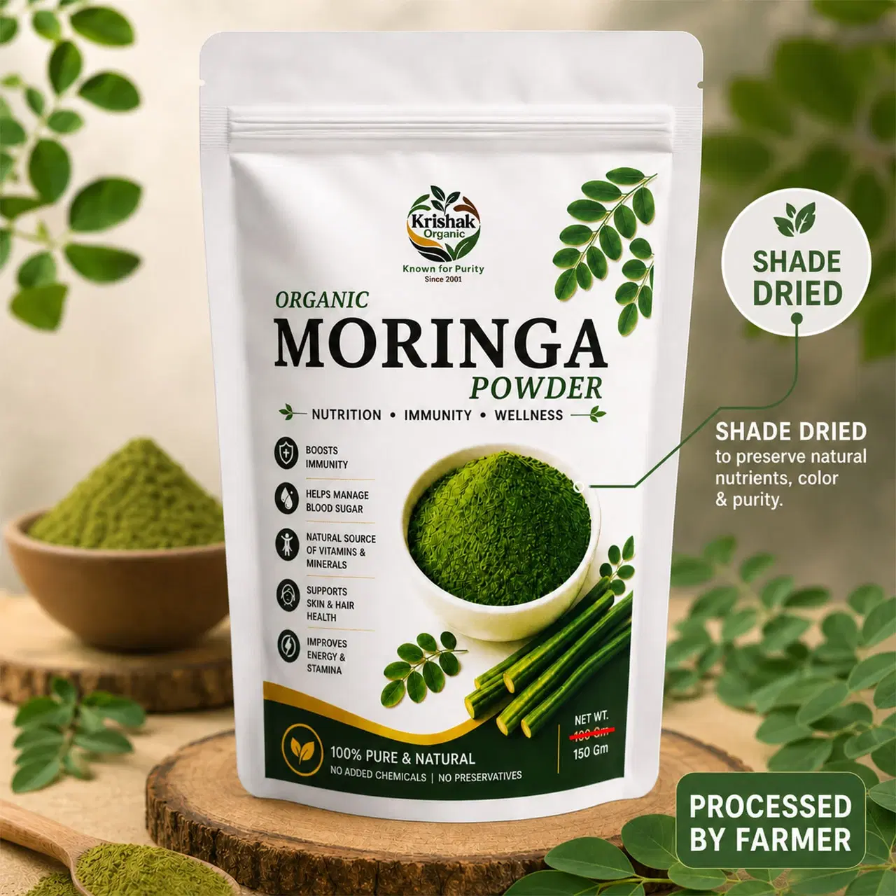 Krishak Organic Moringa Leaf Powder Pack of 2