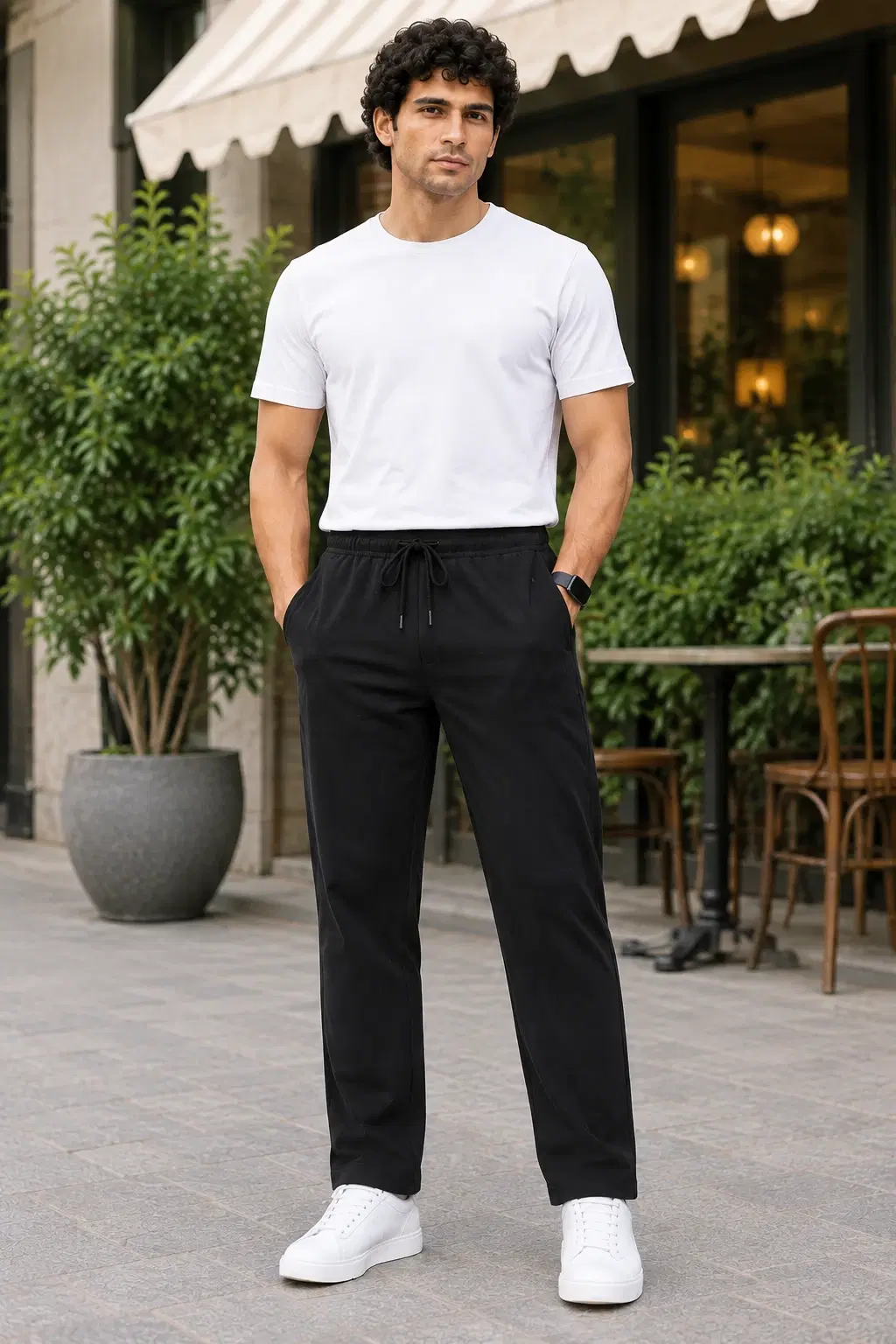 Men Track Pant - Cotton Rich - Black