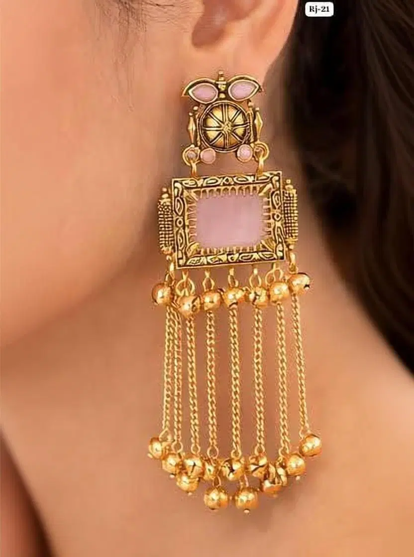 Tahaniya Pink square kashmiri earring Earring Set