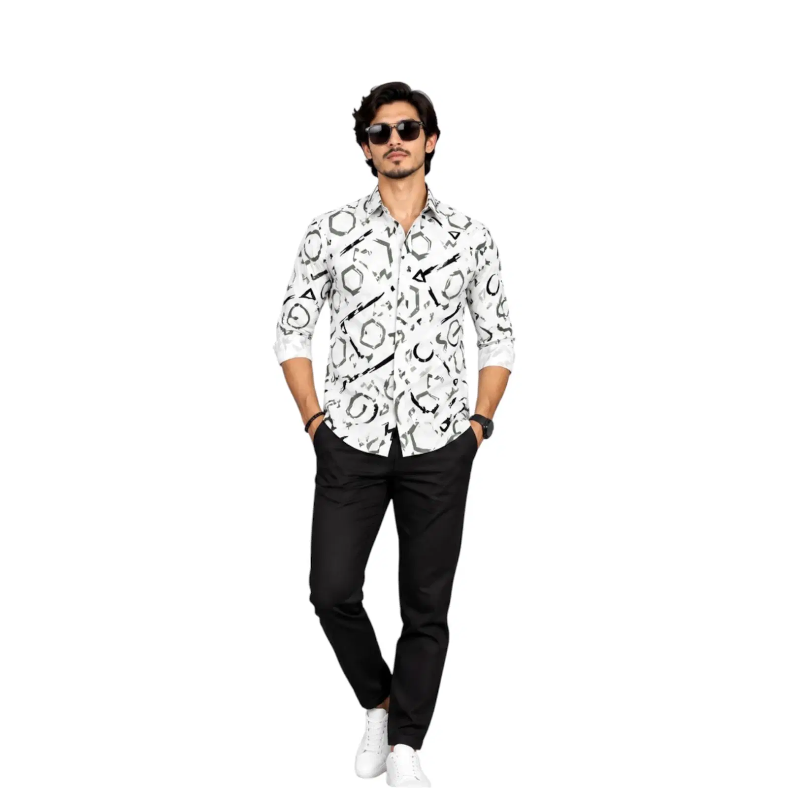One Drop Men's Abstract Printed Casual Shirt
