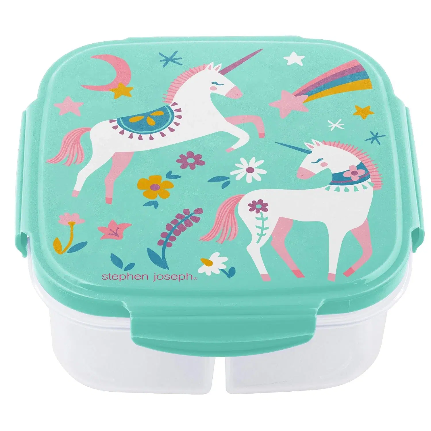 Stephen Joseph Snack Box with ICE-Pack Unicorn Lunch Box with Compartments BPA Free Plastic Tiffin Box for Children, Ideal for School, Nursery, Blue