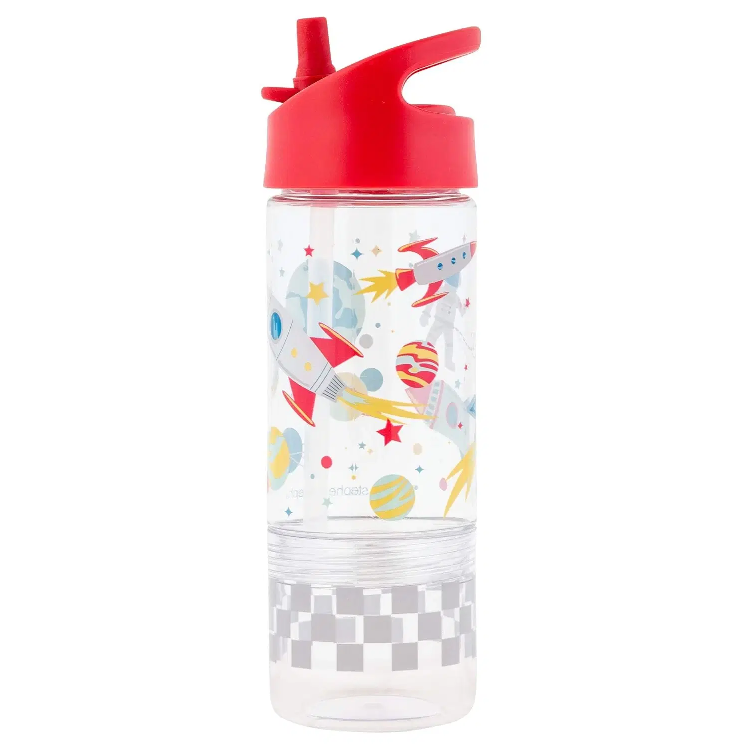 Stephen Joseph SIP and Snack Flip Top Space, Phthalate and PVC-free, Easy Open and Lightweight with Snack Compartment, Leak-Proof Water Bottle with Cute Design for Girls & Boys