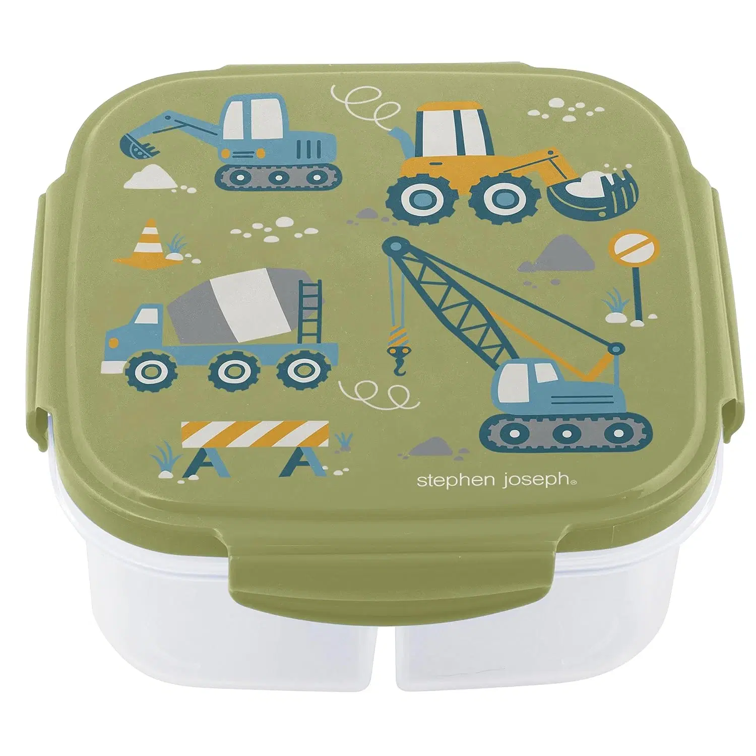 Stephen Joseph Snack Box with ICE-Pack Construction Lunch Box with Compartments BPA Free Plastic Tiffin Box for Children, Ideal for School, Nursery