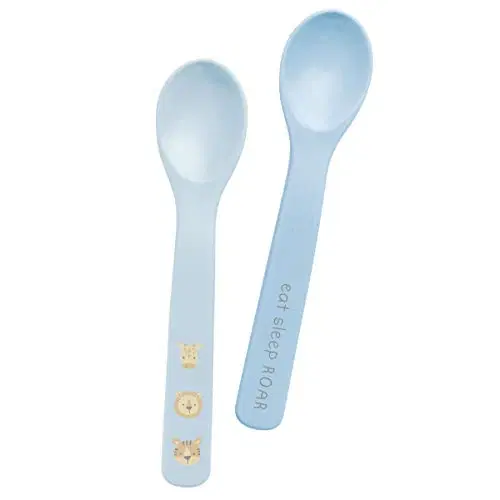 STEPHEN JOSEPH Silicone Baby Spoons - Little Baby Feeding Spoons Soft-Tip Easy On Gums Bendable Design Self-Feeding Dishwasher & Boil-Proof Set of 2 (Zoo)