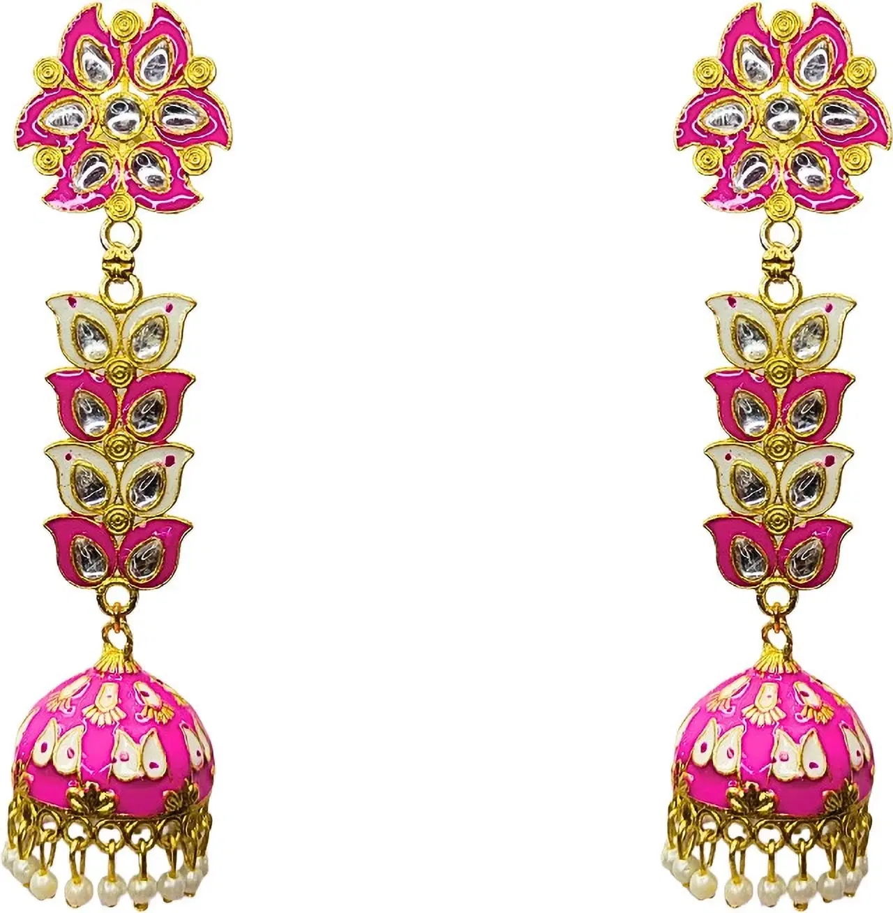 Tahaniya Pushpa Lata Floral Cascade Pearl Jhumkas Jhumki Earring and Drops & Danglers