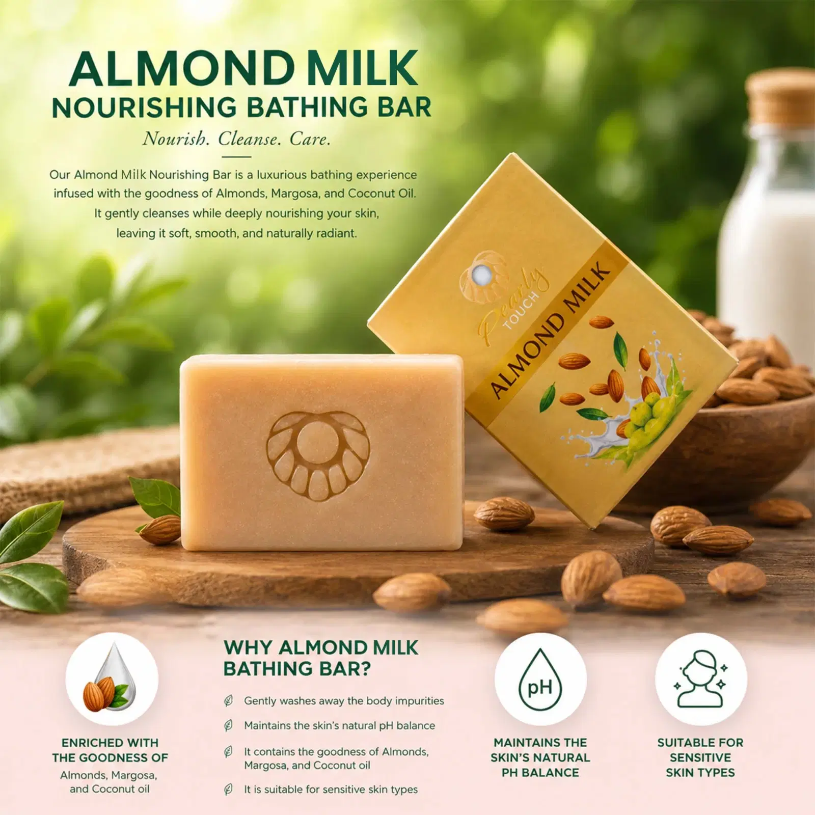Pearly Touch Almond Milk Nourishing Bathing Bar