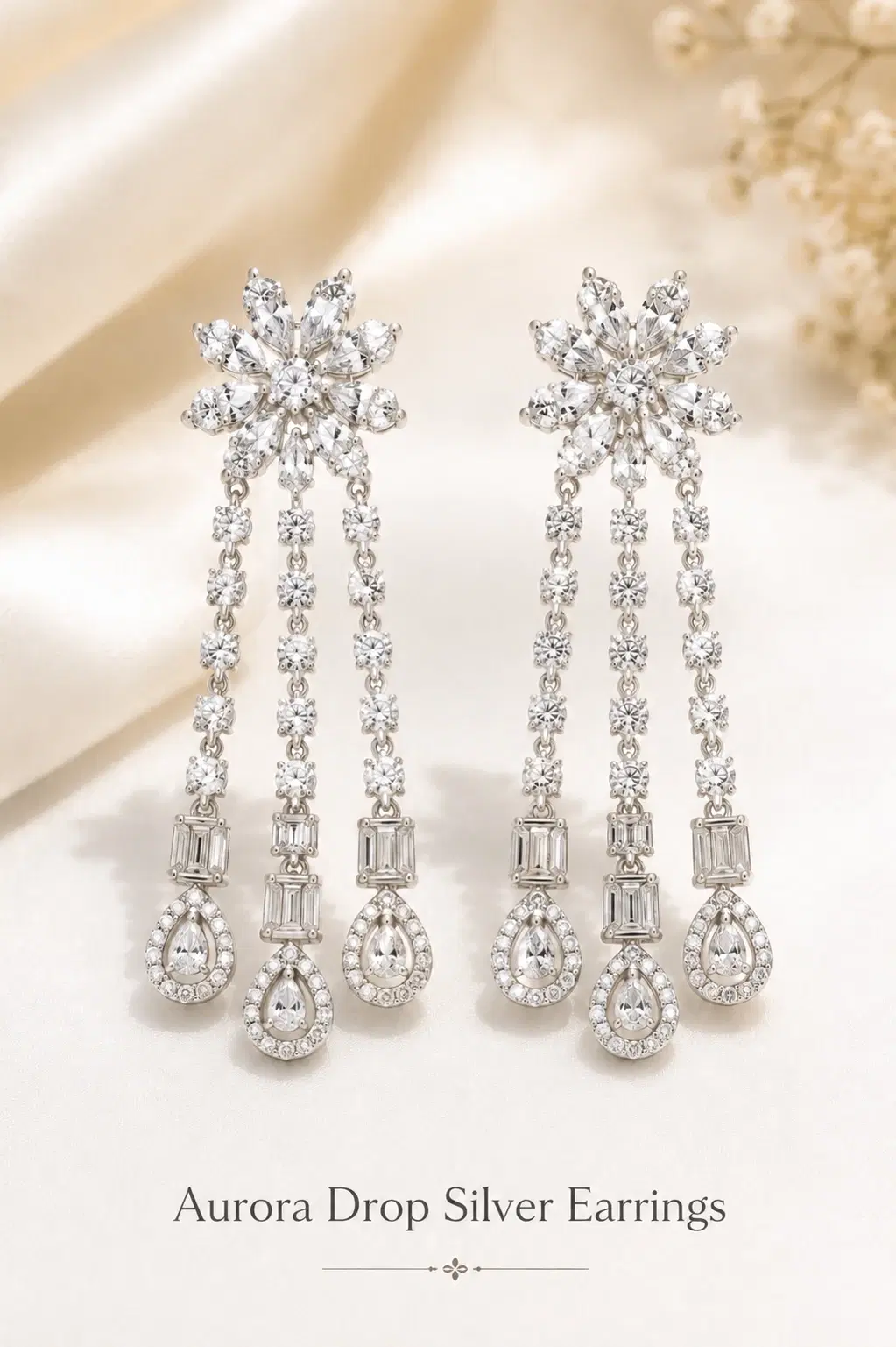 Aurora Drop Silver Earrings