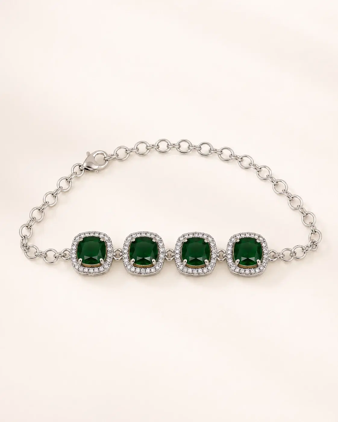 Emerald Cushion Bracelet