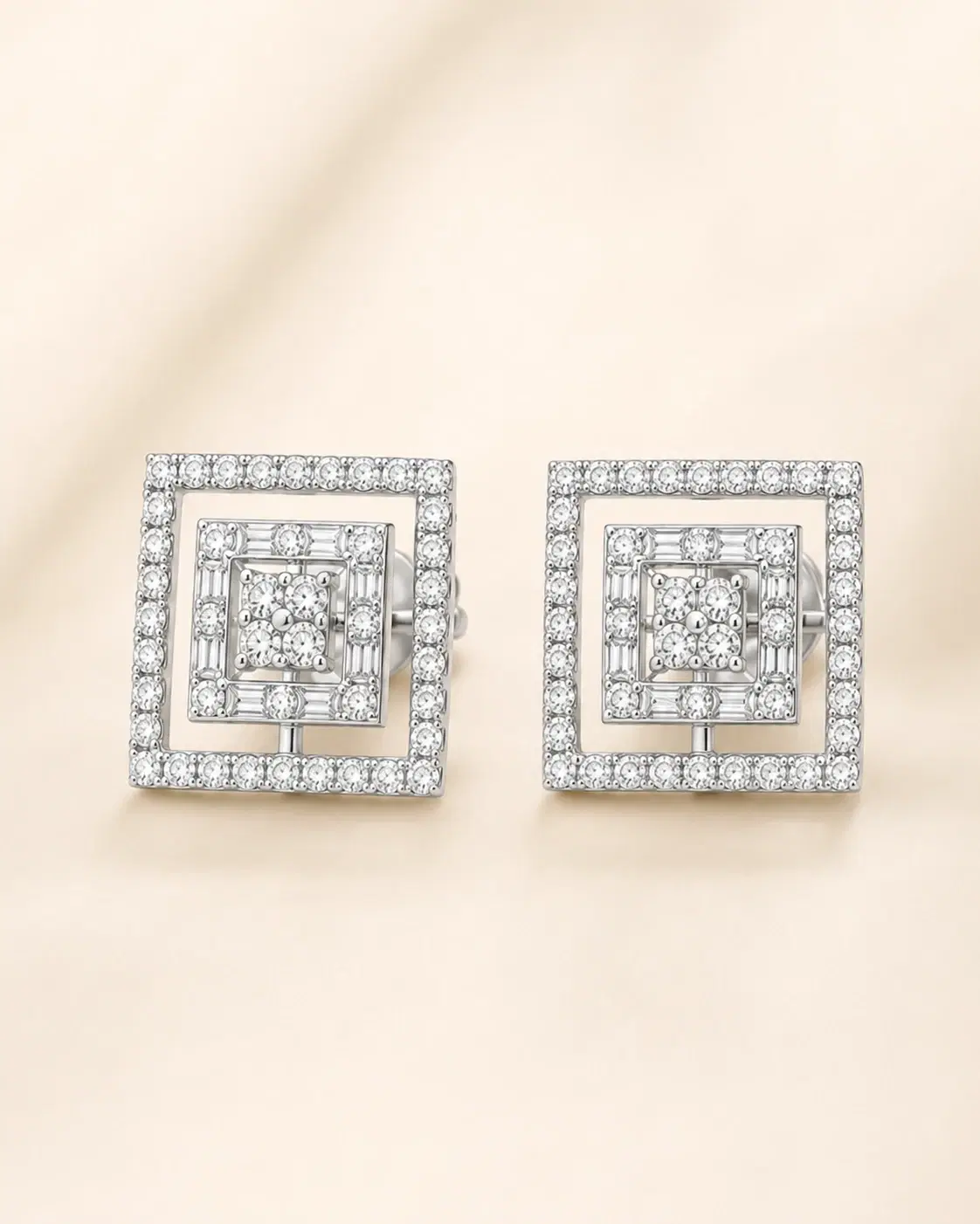 Geometric Glow Silver Earrings