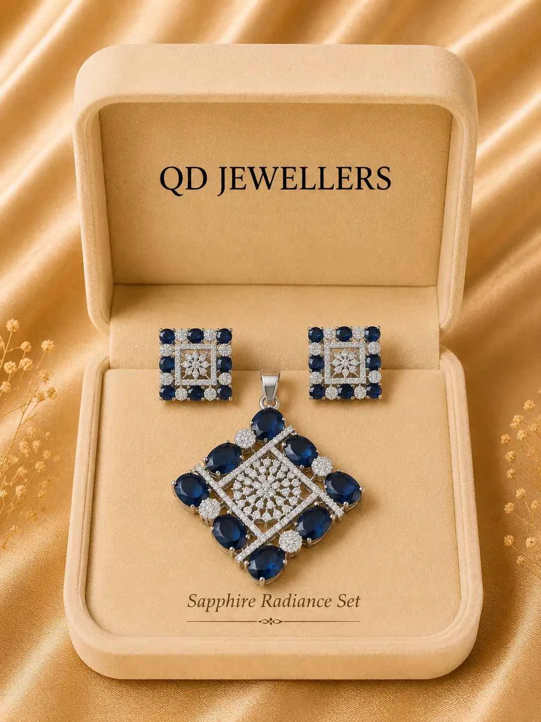 Sapphire Radiance Pendant Set
